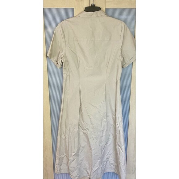 Habitual Womens Shirt Dress Sz M Beige Tan Short Sleeve Midi Preppy Coastal - Picture 7 of 7